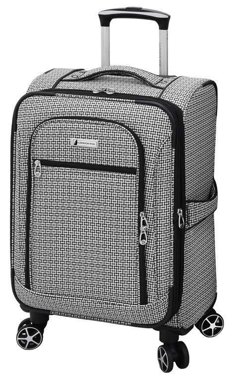 Buy London FogSoftside Spinner Luggage, Black White Square Jacquard ...