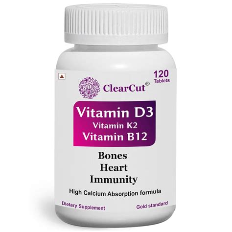 ClearCut Vitamin D3 K2 B12 Calcium tablet Joints bones Boosting ...