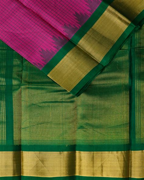 Ruby pink color handloom Gadwal Silk saree – TGSCO Handlooms