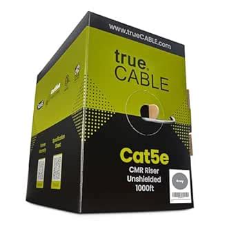 trueCABLE Cat5e Riser (CMR), 1000ft, Gray, 24AWG 4 Pair Solid Bare ...