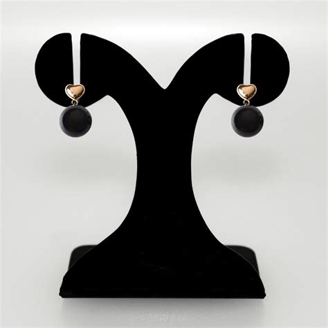 Jewellery Online - Premium Heart Of Gold Drop Earrings Black | Nestasia