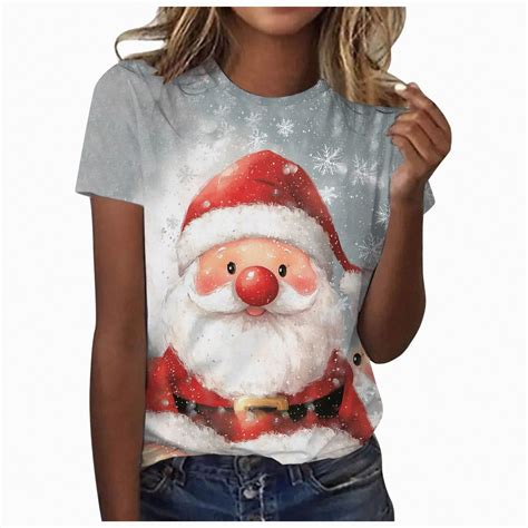 Ccpelsie Christmas Shirts for Women Christmas Tshirt Cute Graphic Tee ...