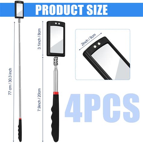 Snapklik.com : BBTO 4 Pieces Telescoping Inspection Mirror Telescoping LED Lighted Flexible ...
