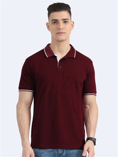 Biowashed Organic Polo - Maroon with White Tipping – BlankApparel.in