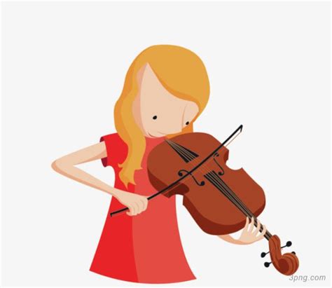 卡通拉小提琴小女孩png素材透明免抠图片-其他元素-三元素3png.com