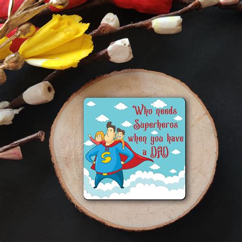 Dad is Superhero Wooden Fridge / Refrigerator Magnet – Bhai Please India