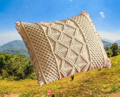 Buy ACN Kohinoor | Handmade Cotton Macrame Cushion Cover 16 x 16 Inches ...