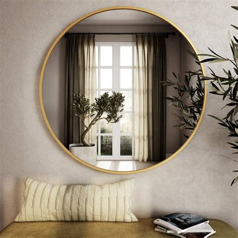 Elegant Circle Wall Mirror with Slim Golden Frame – Vibecrafts