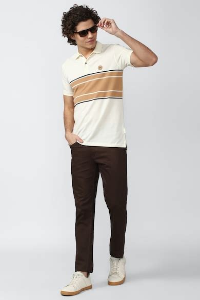 Buy Men Cream Print Polo Neck Collar T-shirt Online - 790375 | Peter ...