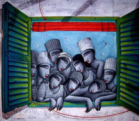 "Love Window": Steel Grey Acrylic Painting by Samir Sarkar – ArtZolo.com