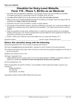TN NARM Certification Application Form Checklist For Entry-Level ...