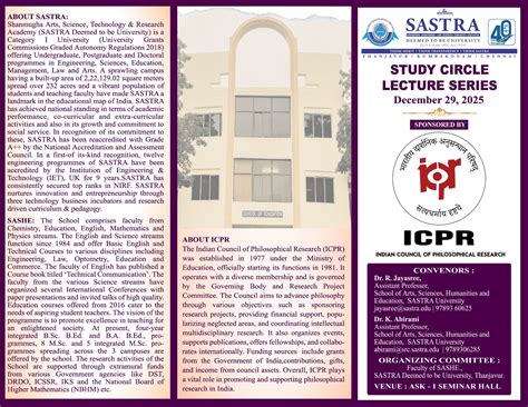 Study Circle Lecture Series-3 | 29 Dec,2025 - SASTRA DEEMED UNIVERSITY
