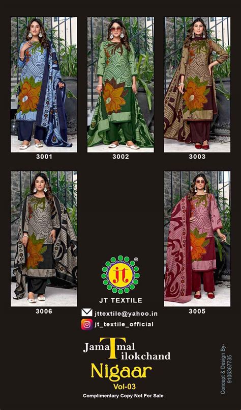 Jt Nigaar Vol 3 Rayon Dress Material Wholesale Brand Surat