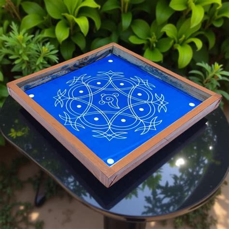 Rangly Iyengar Padi Kolam Rangoli Stencil Model 4 Wooden 10x10 Inches