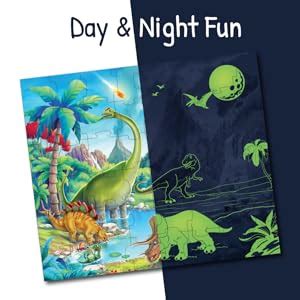 Buy Playqid Puzzle for Kids Glow in The Dark Dinosaur Jigsaw ...