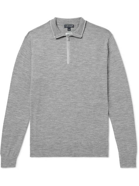 Peter Millar - Excursionist Flex Wool-Blend Half-Zip Sweater - Gray ...