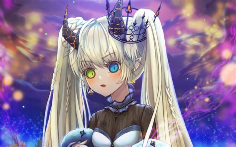 Download wallpaper 2560x1600 girl, heterochromia, crown, princess, cat ...