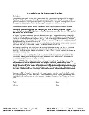 Informed Consent for Hyaluronidase Injection - Blank Fillable Template ...