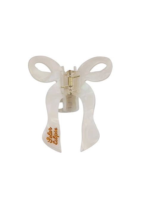 Solar Eclipse Hand-painted Coquette Bow Claw Hair Clip in White | REVOLVE