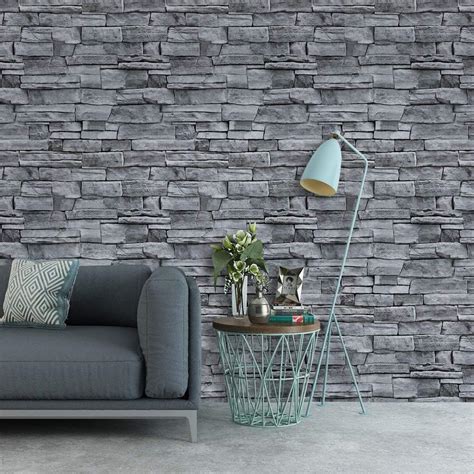 Buy QIMAY Grey Brick Wallpaper Peel and Stick Wallpaper 17.7x2363D ...