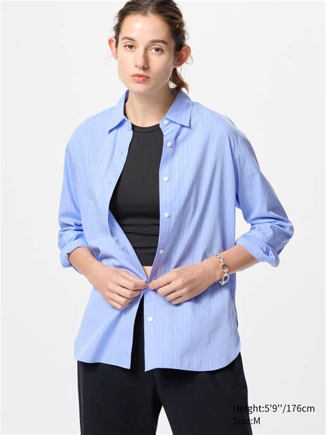 Cotton Shirt Long Sleeve (Stripe) (Women)