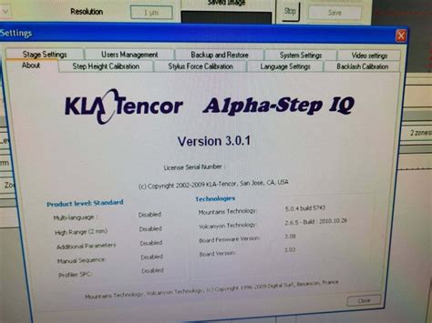 KLA / TENCOR Alpha Step IQ 웨이퍼 테스터 판매 가격 #293682500, 2010에 사용됨 > CAE에서 구매