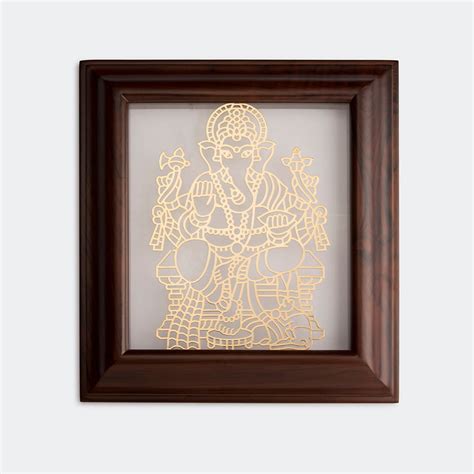 Teak Wood Frame: Sri Ganesha Goldplated | Anand Prakash