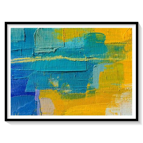 Buy Yellow Blue Textured Abstract Art Painting Online India at Best ...
