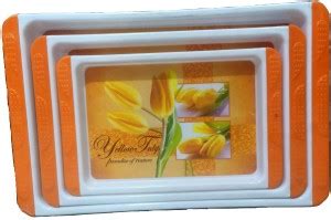 waano -set of 3 tray-orange color-big-medium-small size tray-plastic ...
