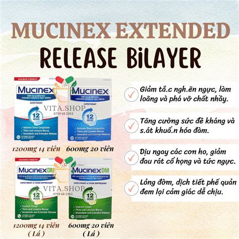 Viên Uống Cắt Cơn Ho Có Đàm, Tức Ngực Và Giảm Đau Họng Mucinex Extended Release Bilayer 600mg ...