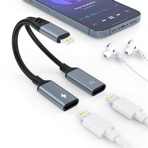 2-in-1 iPhone to Lightning*2 Jack Audio Headphone and Charger Cable ...
