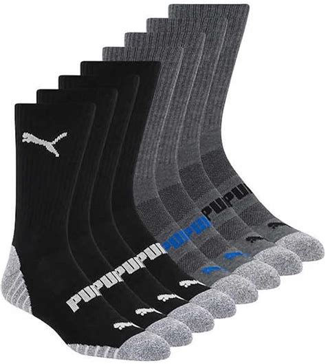 Puma Men's Cool Max Moisture Wicking Athletic Crew Socks, 8 Pair, Fits ...