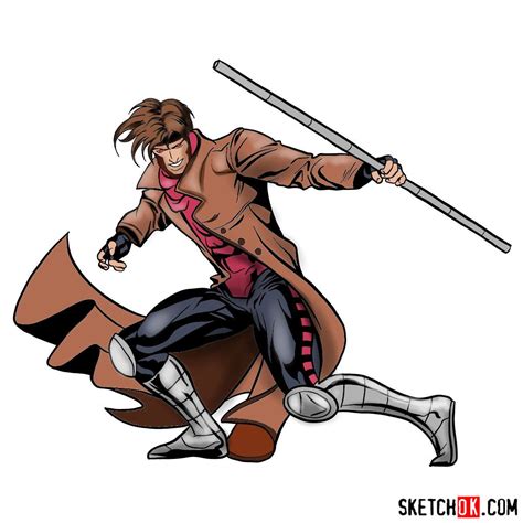 How to draw Gambit from X-Men - Step by step drawing tutorials | X men, Drawing superheroes ...