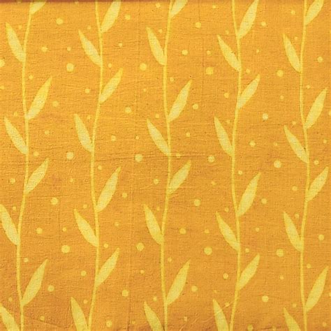 Pure Cotton Dabu Yellow With Cream Leaves Creeper Hand Block Print Fab ...