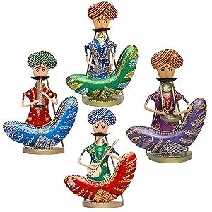 KRAFTSKALA Rajasthani Moustache Musicians - Hand-Painted Decorative ...