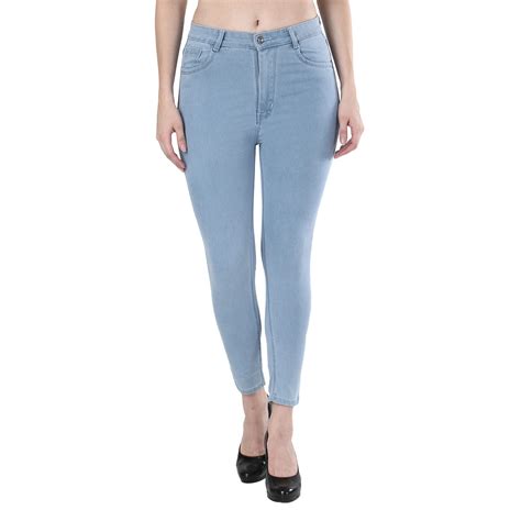 Buy Qeboo Collection Ice Blue Women Jeans High Waist Ankle Length ...