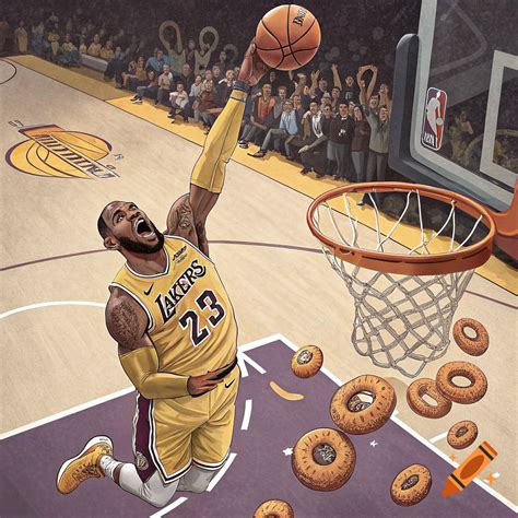 Lebron James guarding Yao Ming jumping into jello on Craiyon