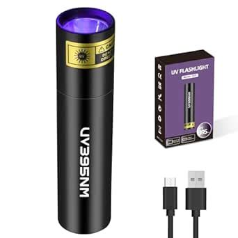 UV Flashlight Rechargeable 395nm Black Light for Pet Urine Detection ...