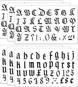 Devasya Crafts 6 Pieces Old English Lettering Stencil Gothic Font ...