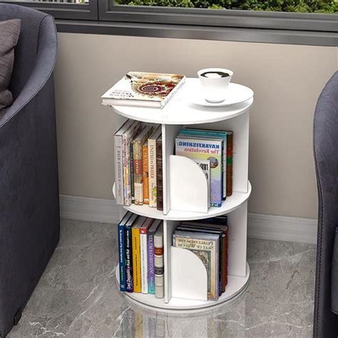 Buy Gdrasuya10 2 Tier Rotating Small Bookshelf 360 Degrees, Stackable ...