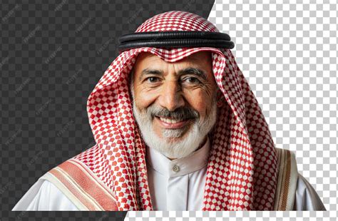 Png elder in traditional saudi attire smiling | Premium AI-generated PSD