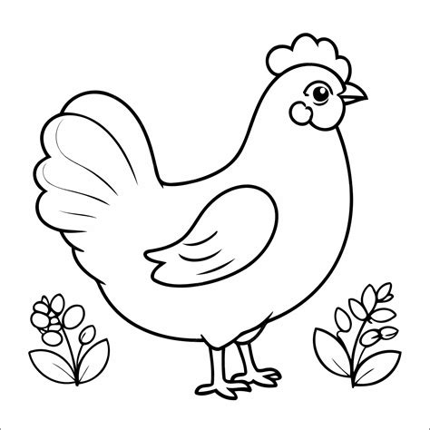 Premium Vector | Cute Hen Coloring Page For Kids
