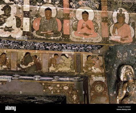 Buddist Ajanta Caves Painting Buddha Painted In Ajanta Caves