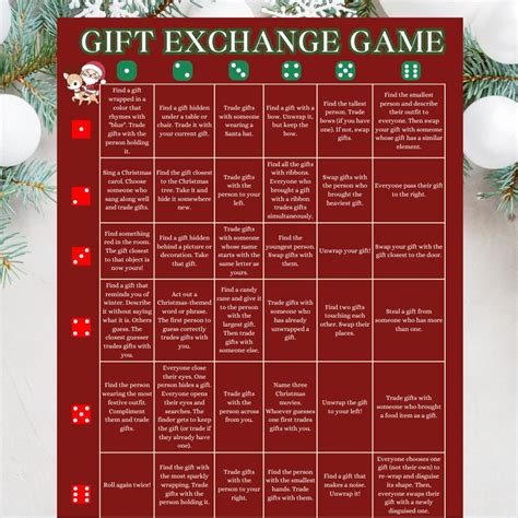 Christmas Gift Exchange Dice Game Printable 2 Dice | Christmas Game ...
