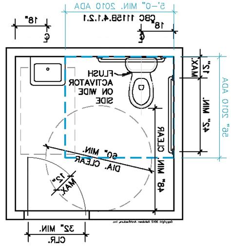View Of An Ada Bathroom Floor Plan With Measurements