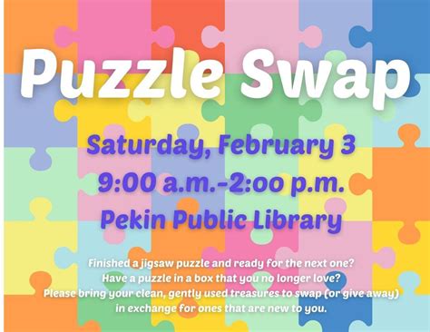 Puzzle Swap, Pekin Public Library, 3 February 2024 | AllEvents.in