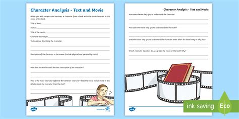 Character Analysis Text and Movie Activity (teacher made)