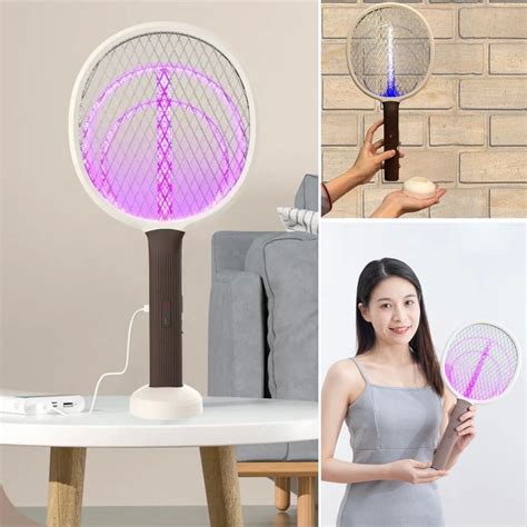 Şarjlı Sinek Öldürücü Masaüstü Standlı,mor Işık 43cm Sinek Kovucu Raket ...
