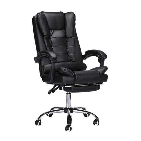 Buy Black Leather Ergonomic Executive Office Chair Adjustable Computer ...