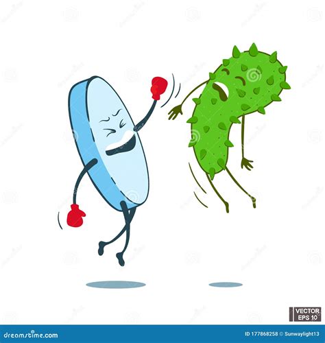 Pill Defeats the Bacterium. Antibiotic Against the Disease Stock ...